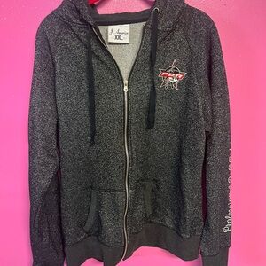 PBR Black Metallic  Zip-Up Hoodie with Embroidered Logo